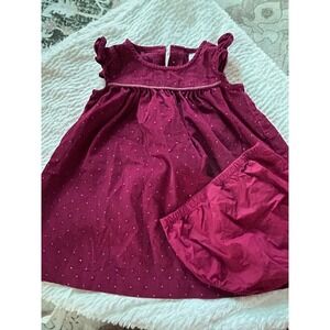 Carters 18mth Burgandy Cord dress w flutter cap sleeves and diaper cover